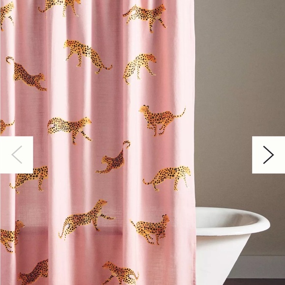 Anthropologie Pink Leopard Shower Curtain Blush - Picture 7 of 7